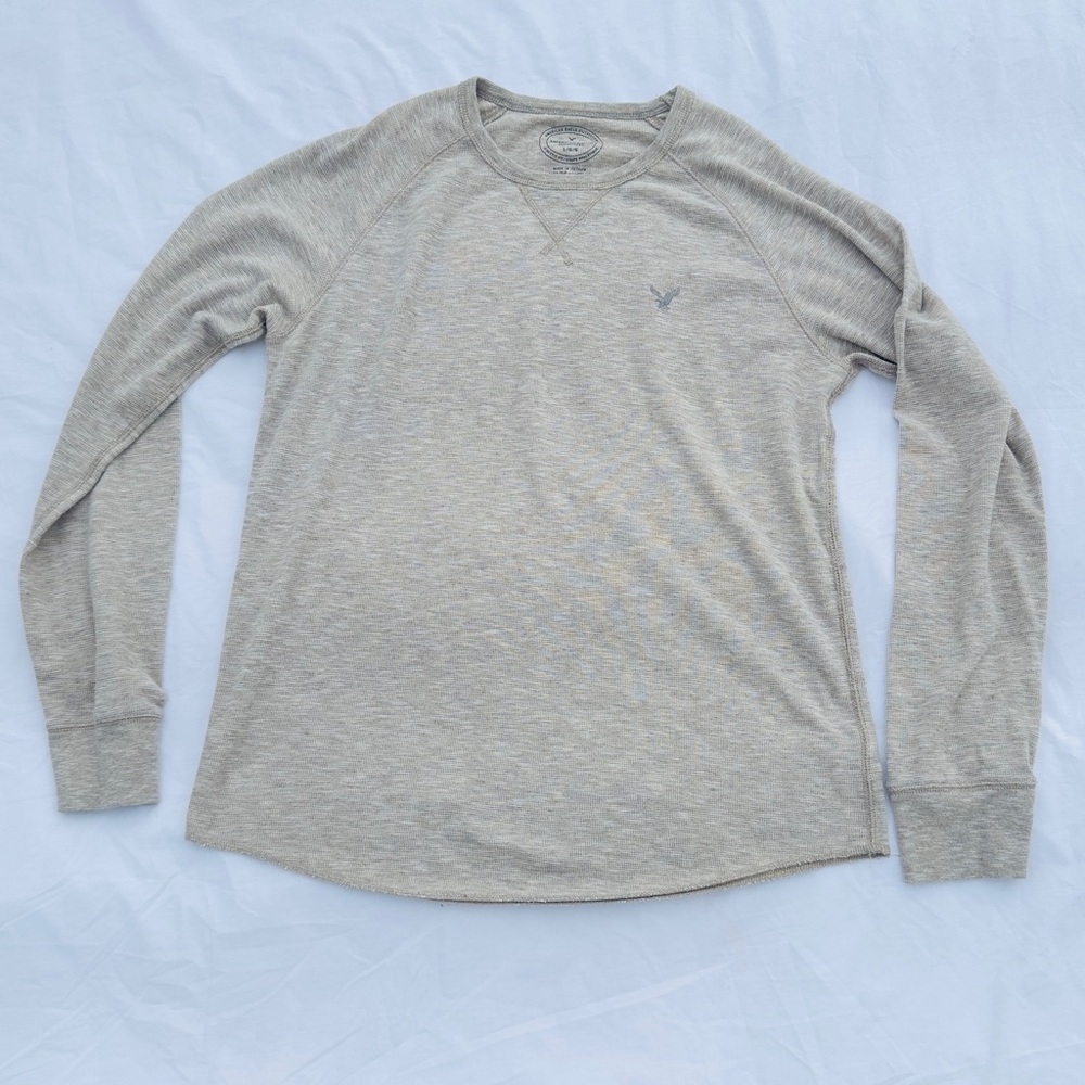 American Eagle‎ Shirt Mens Large Light Beige Lightweight Long Sleeve  (D92) - Picture 2 of 8